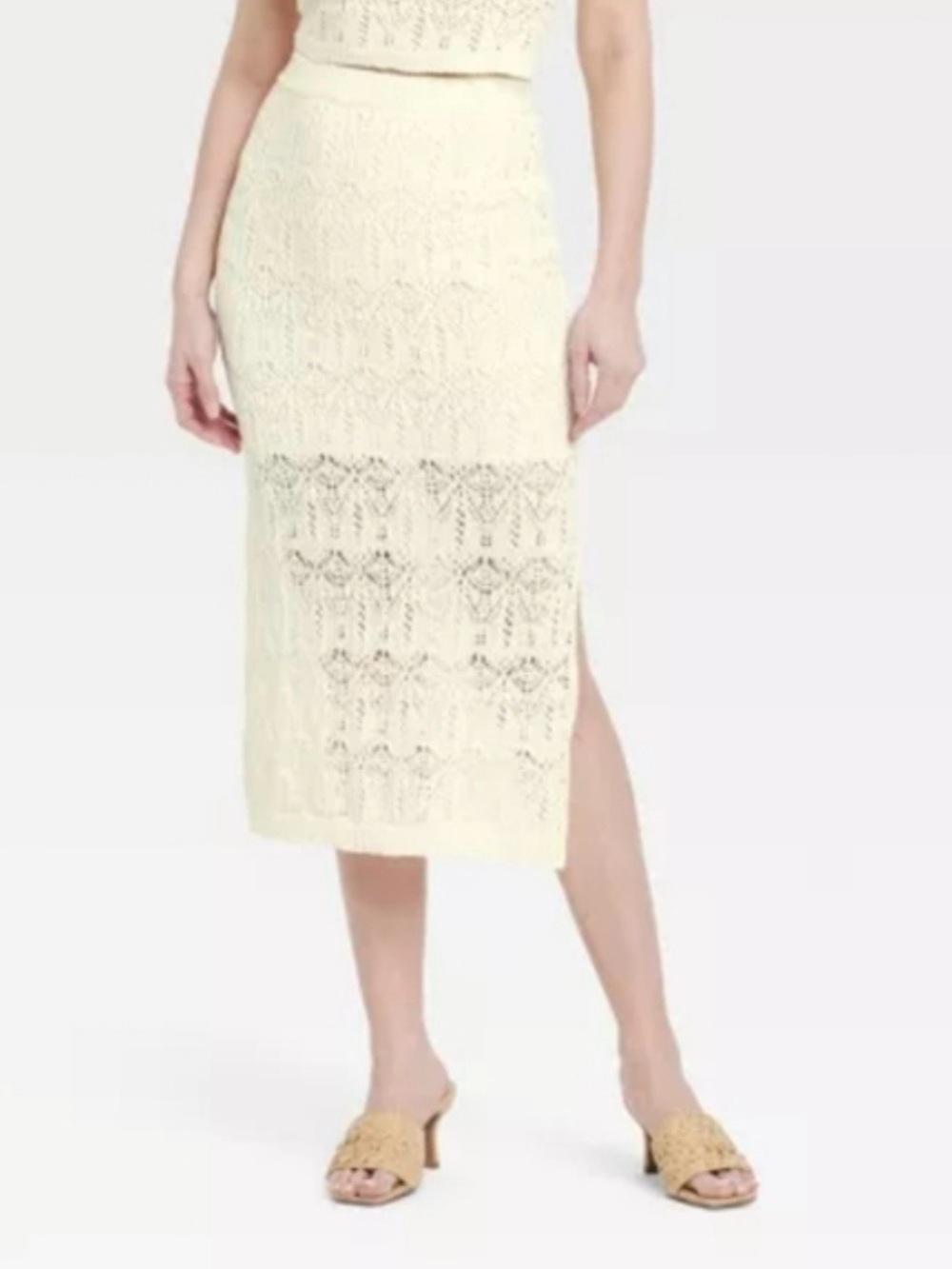 a new day Cream Crochet Maxi Skirt